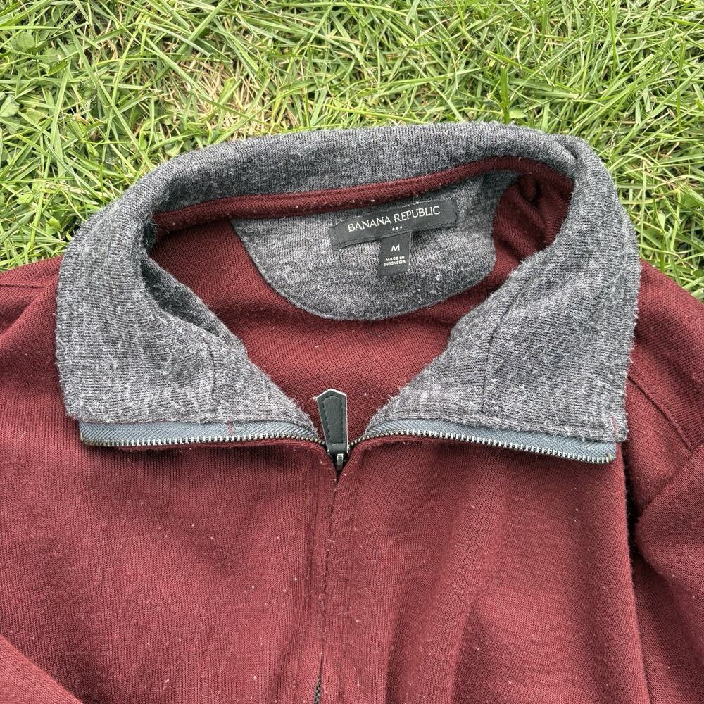 Banana Republic Premium Luxe Yarn Burgundy Maroon Quarter Zip Sweater Size Med